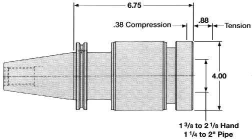CAT-50 Extended Range T and C Tap Chuck Drawing