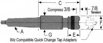 Standard length QC MT Shank T&C Tap Chuck drawing